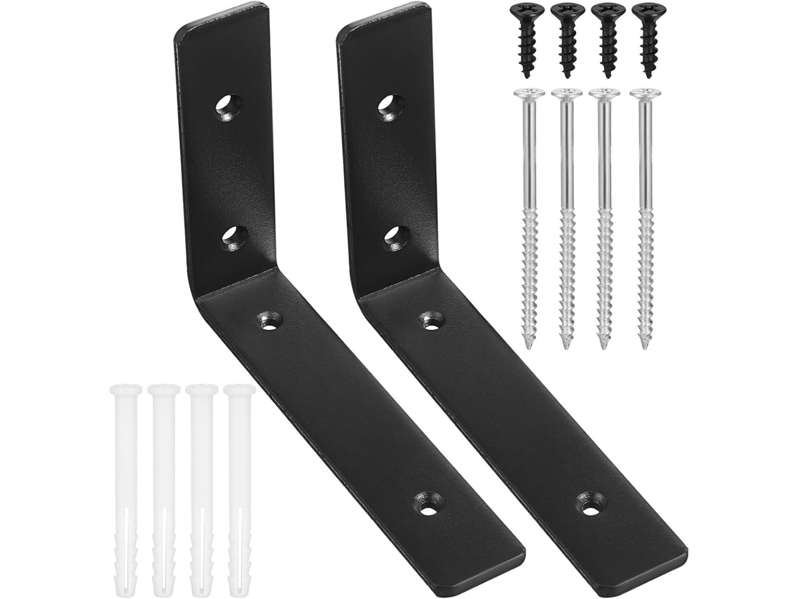 Suportes Em L Reforçados, Aço Laminado A Frio Preto, 145mm X 30mm 5mm, 2 Peças Para Prateleiras De Madeira, Reforço De
