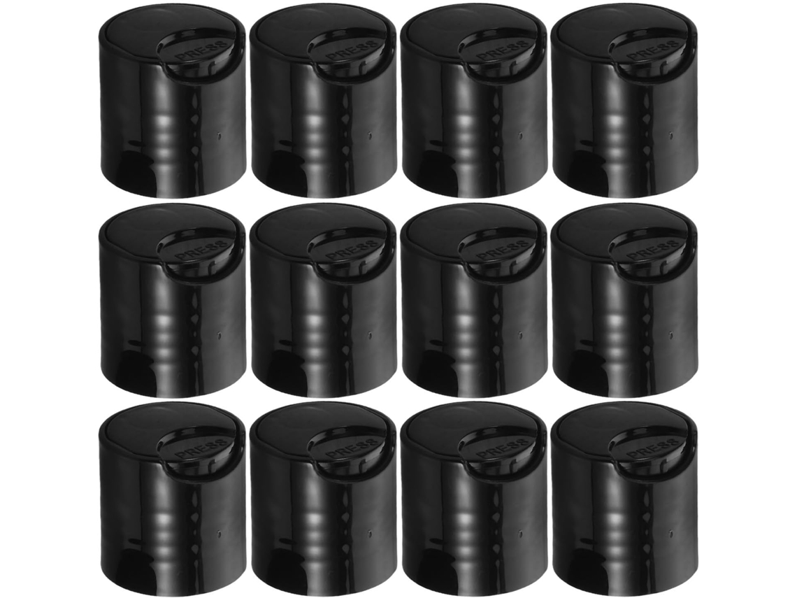 Ciieeo 50 Tampas Dispensadoras De Pressão Pretas 24410 Para Garrafas Plásticas, Tampas Planas