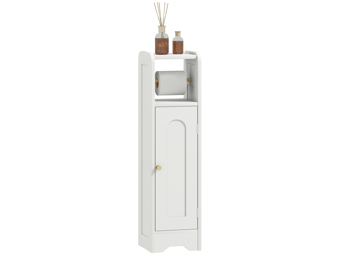 Móvel Auxiliar de Casa de Banho Melamina de Madeira Cor Branco 21x20x79 cm Homcom