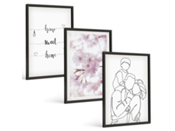 Conjunto De Pinturas Flores, Família, Minimalista Espelharte (3 Peças 40x60 Cm)