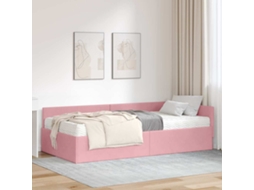 Vidaxl Estrutura de Cama de Canto com Colchão 2 Pcs Cinzeto Veludo