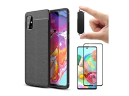 Kit Película Flexguard Reaplicável Capa Rugged Leather Suporte Magnético Multifunção Samsung A51