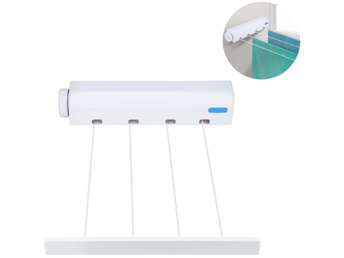 Gancho De Parede Lurelia, Retrátil, Automático, De Plástico, Branco, 6 Cm, 2 M, 75 M