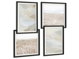 Composição De Quadros Inspirações Florais Branco Espelharte (4 Peças)