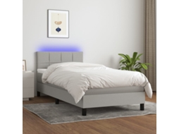 Cama Box Spring C/ Colchão E Led 90x190 Cm Tecido Cinza-claro