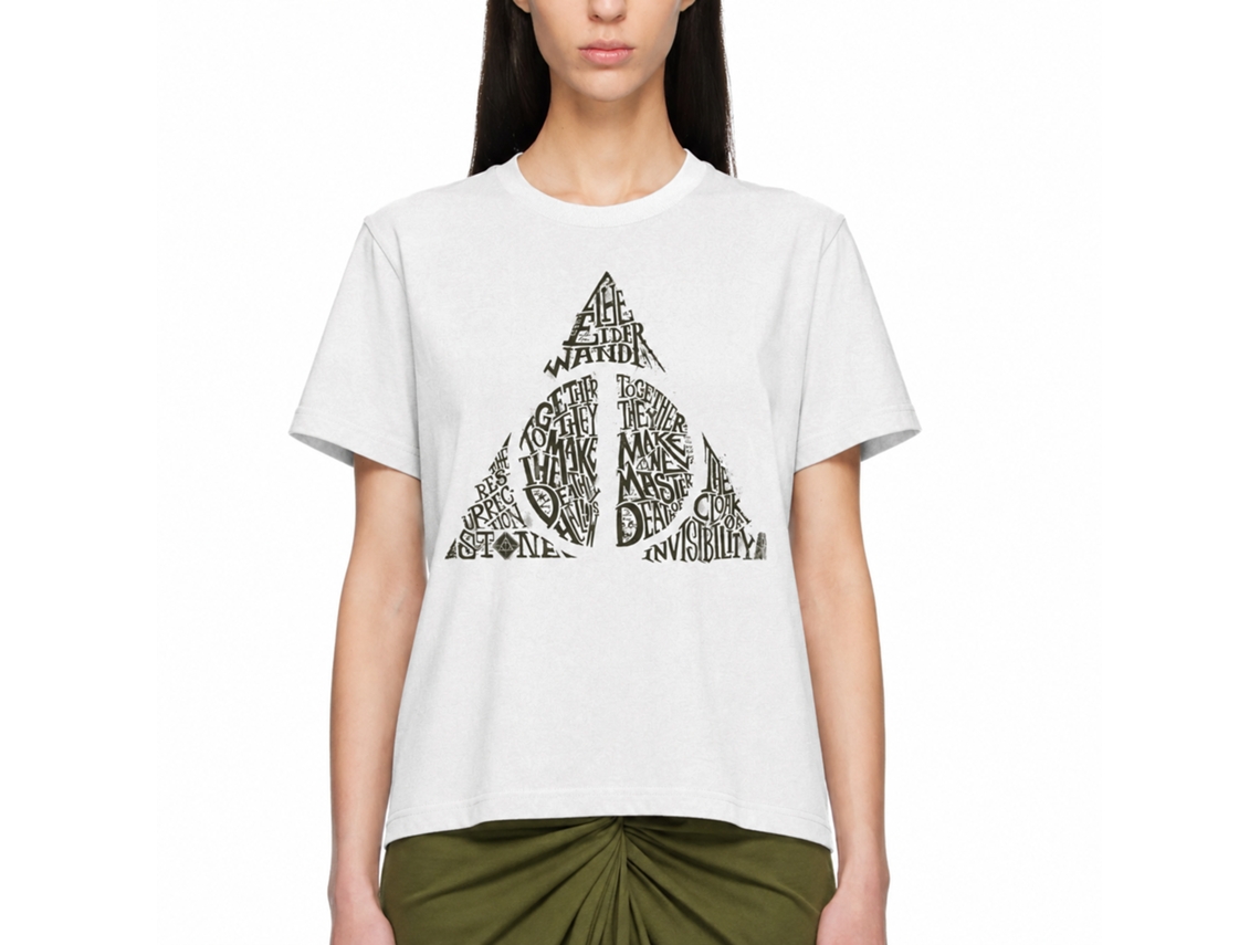 Rockinstone Harry Potter Deathly Hallows Shape White T-shirt Size:xxxl