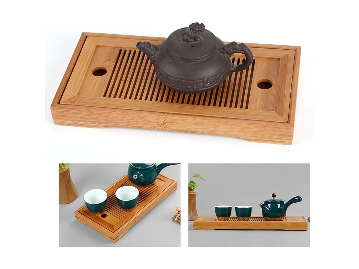 2026-bandeja De Chá De Bambú Rectangular 2025 Para Cerimônia Gong Fu Cha, Resistente E Compacta 27x14x3 Cm