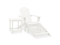 Vidaxl Cadeira De Jardim Adirondack C/ Otomano E Mesa Abeto Branco