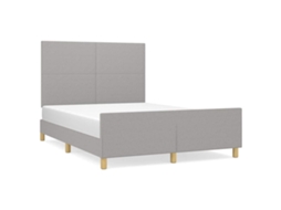 Conjunto 1 Estrutura De Cama Com Cabeceira Vidaxl Cinzeto Tecido (193 X 146 X 128 Cm)