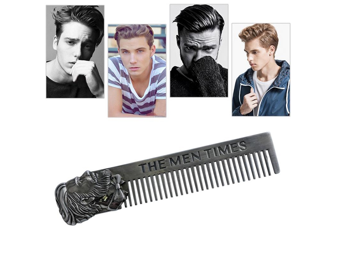Pente De Barba De Aço Inoxidável Portátil Para Cabelo E Barba Com Design Multifuncional