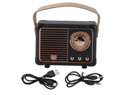 Mini Altavoz Bluetooth Portátil Retro Con Subwoofer Y Radio Negro