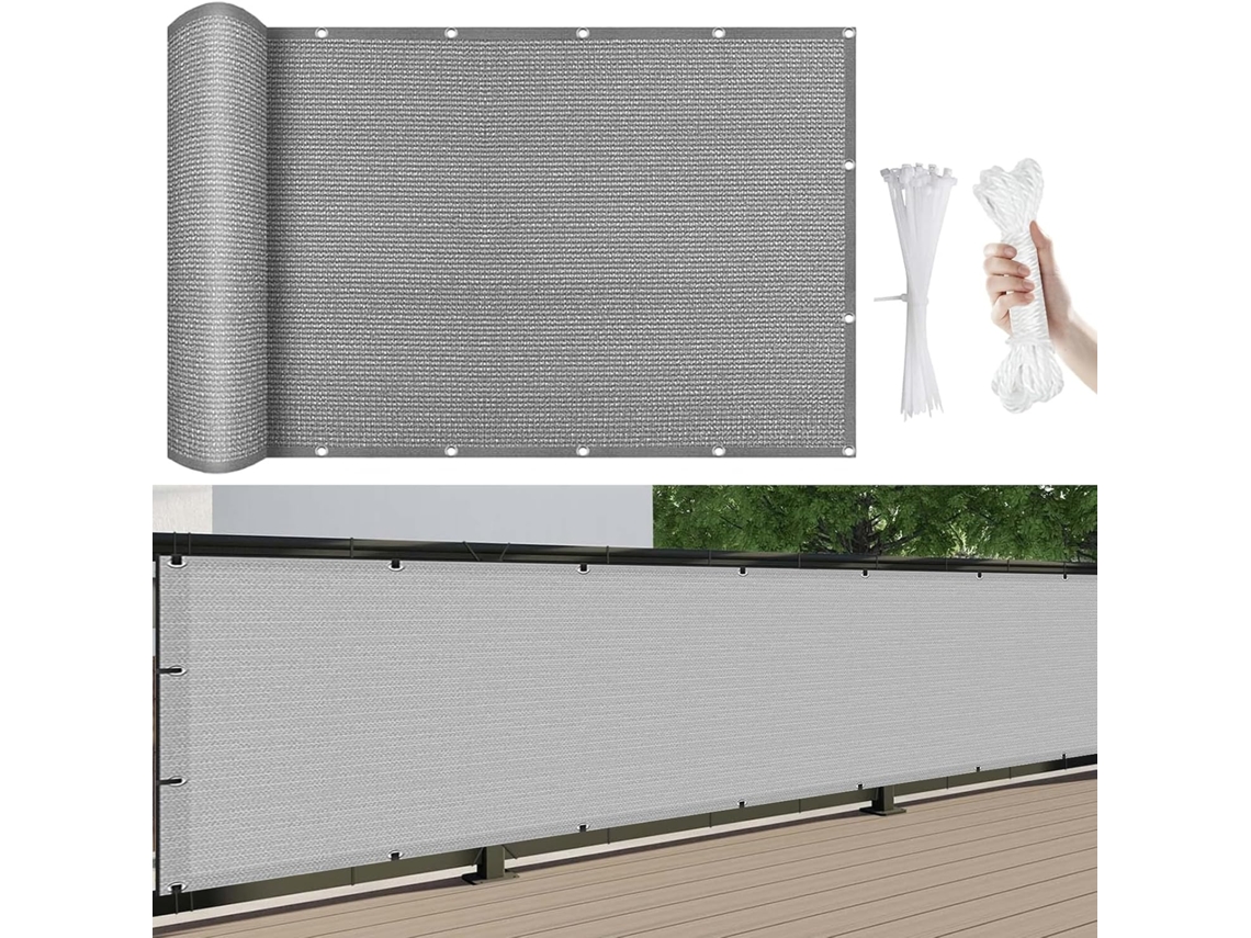 Tela De Privacidade, Guojun, 450 X 60 Cm, Hdpe, 220 G/m², Respirável, Resistente Aos Raios Uv, Cinza