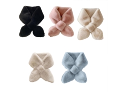 Cachecol Feminino de Inverno Com Pele Sintética, Cor Sólida, Pelúcia Fofa, Laço Com Abertura, Xale, Aquecedor De Pescoço À Prova De Vento A169 Rosa