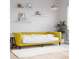 Sofá cama con colchón de 100x200 cm en terciopelo amarillo