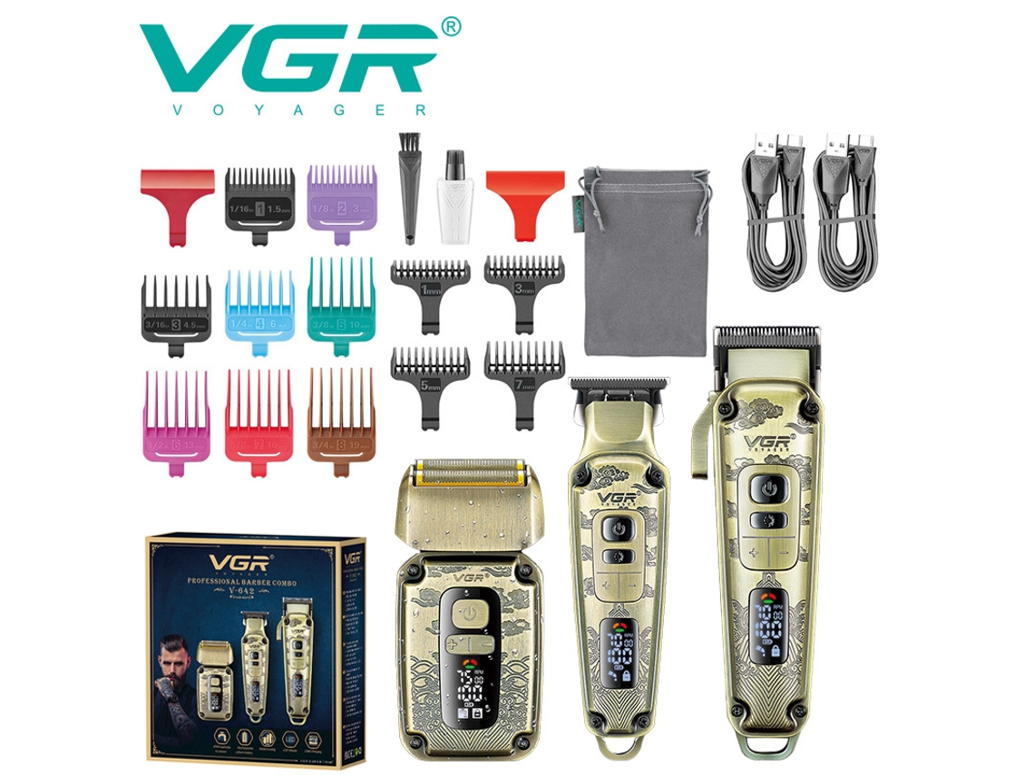 Máquina de Cortar Cabelo Elétrica Metal Set com Visor Digital, Sem Óleo, Barbeador Elétrico e Aparador de Cabelo MDUG