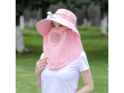 Chapéu de Sol Rosa com Abertura Larga e Flap para Pescoço