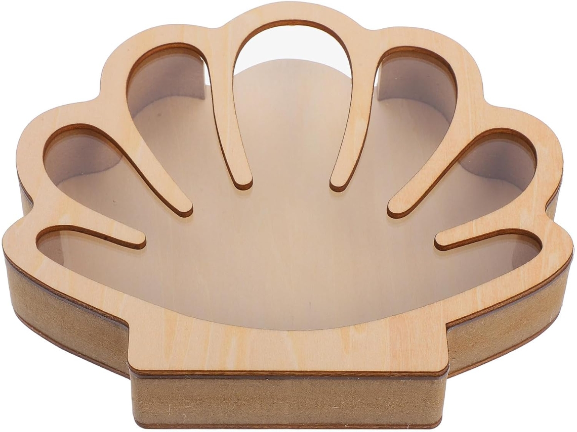Caixa Armazenamento Madeira Resistente Elegante Formato Concha Ideal Organizar Pequenos Objetos Quarto Casa GOKOCO