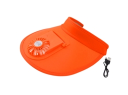 Chapéu Ventilador Uv Feminino Infantil Laranja Verão