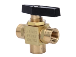 Válvula De Esfera De Latão 3 Vias Laxiscreed Para Alta Pressão 1500psi