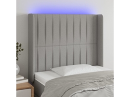 Vidaxl Cabeceira Cama C/ Luzes Led Tecido 83x16x118/128 Cm Cinza-claro