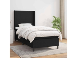 Vidaxl Cama Com Molas/colchão 100x200 Cm Tecido Preto