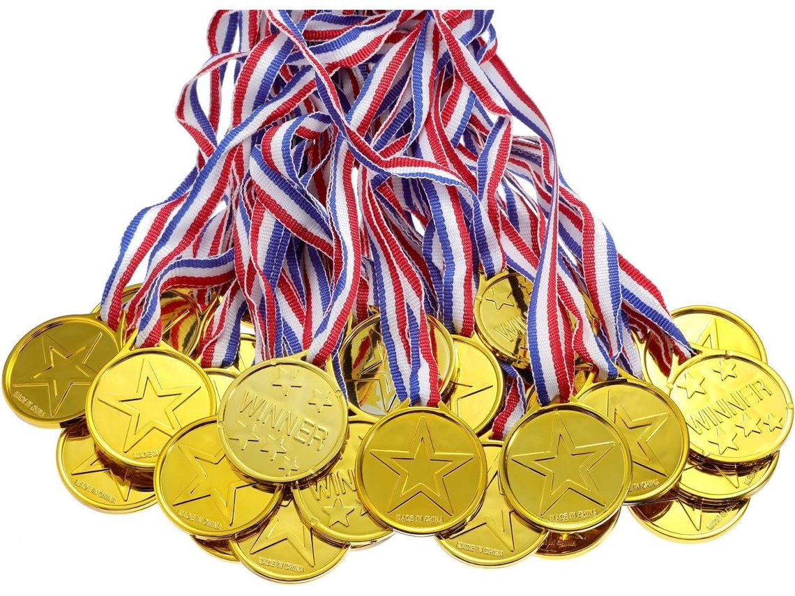 Pacote com 100 medalhas de plástico para crianças da BRILVIBERA