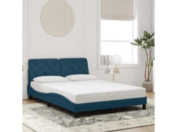 Vidaxl Estrutura De Cama Sem Colchão 140x190 Cm Veludo Azul