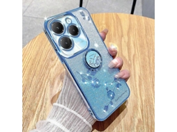Capa Para Celular Infinix Zero 30 4g Com Anel De Flor Imortal E Glitter Degradê.