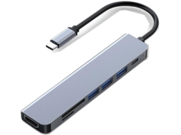 Hub Usb Tipo C 7 Em 1, Adaptador Multiportas Com Usb-c Para Hdmi,