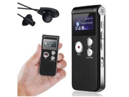Gravador de Voz Digital de 8 Gb Player de Áudio Mp3 Dispositivo de Ditafone de Som Lcd Recarregável Preto