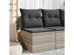 Vidaxl Cadeira Jardim S/ Apoio Braços + Almofadões Vime Pe Cinza-claro