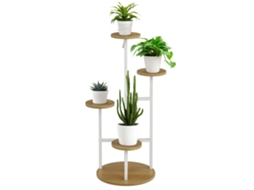 Prateleira de 4 níveis para plantas, 40x40x95,5cm natural