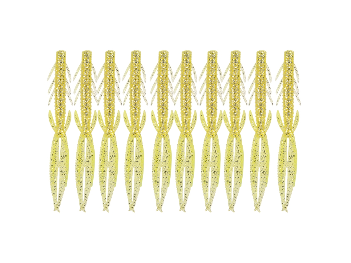 Soft Lure (uv Fish Attracting, Salted Shrimp Flavor) Thin-scaled Shrimp Soft Worm Bait Lure For Freshwater Trout Bass Yellow Flash 10-pack