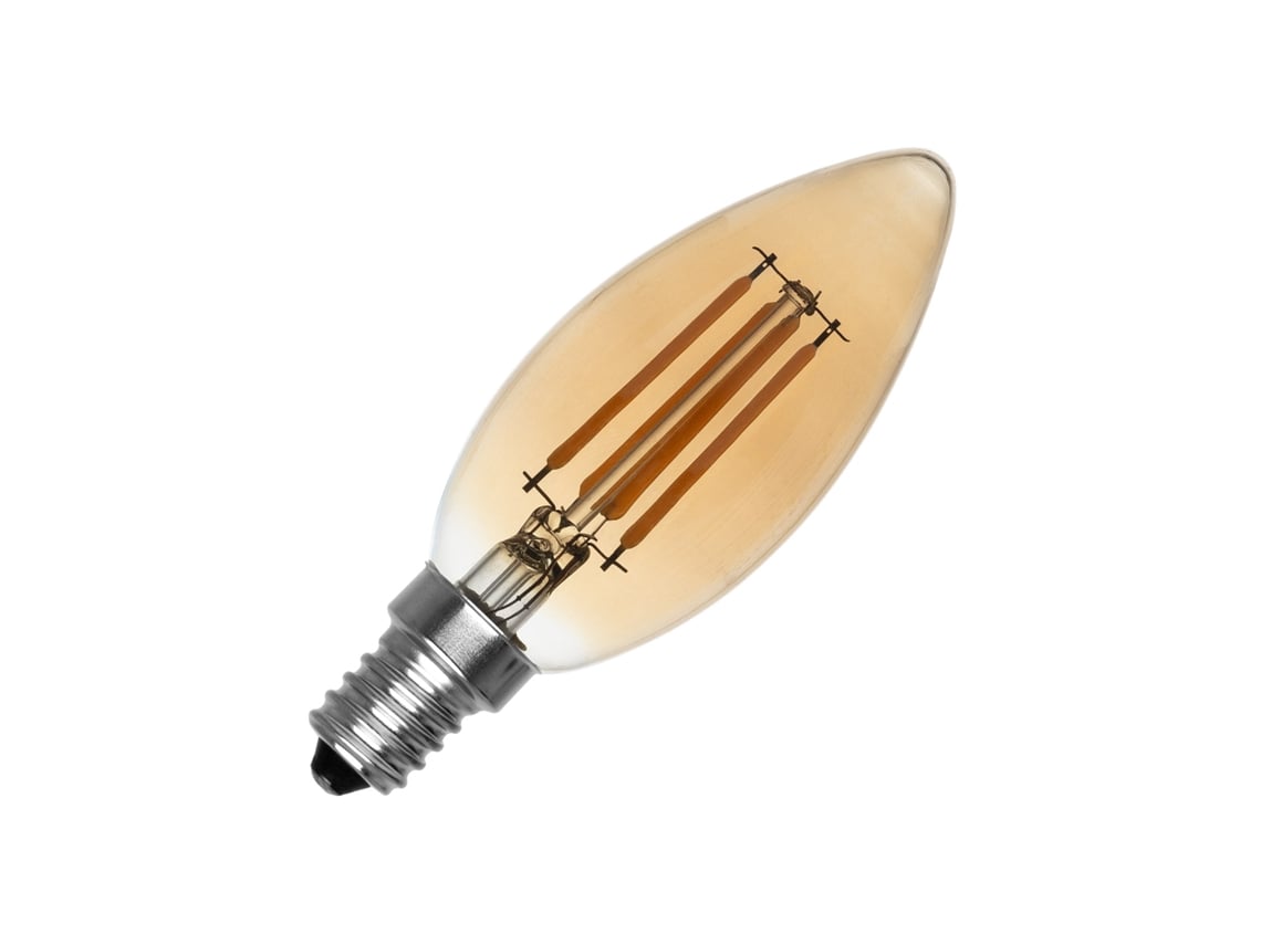 Lâmpada Filamento de Led E14 4w 470 Lm C35 Vela de Ouro, Nenhuma Cintilação 2700k Branco Quente Ledkia