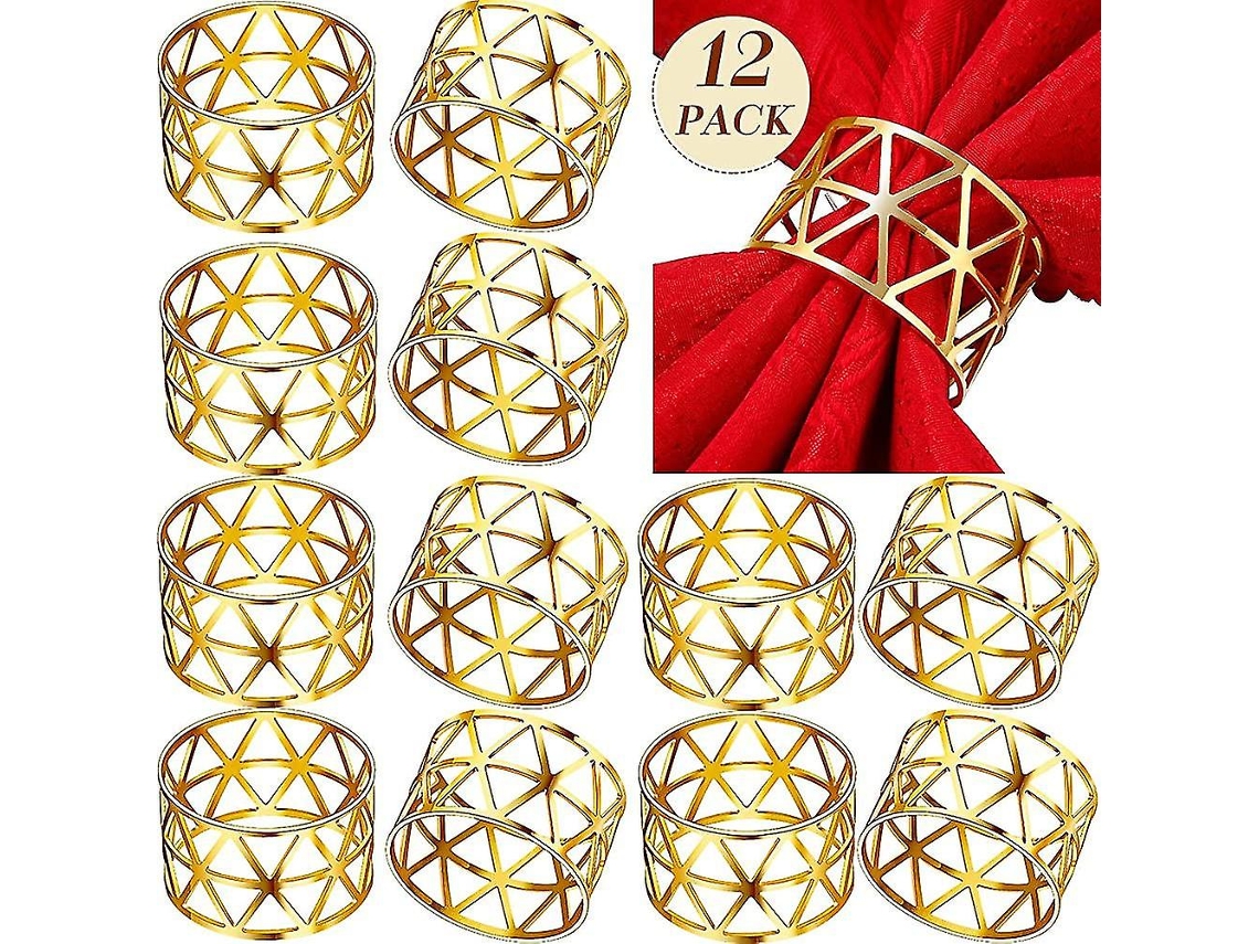 Omni anéis para Guardanapos, 12 Peças de Anéis de Metal Ocos para Mesa, Decoração Elegante para Casamentos, Jantares e Festas Oro