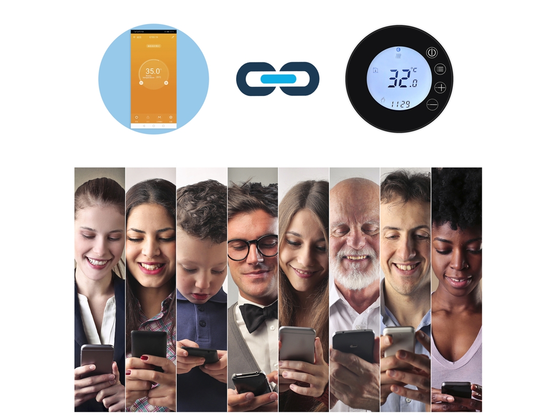 Termostato Inteligente Tuya Wifi com Tela Lcd Programável Controle Remoto App e Voz Compatível com Alexa | S/MARCA