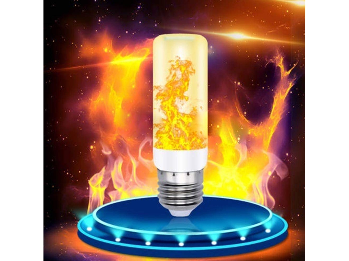 3w E27 Efeito De Fogo Cintilante, 4 Modos De Luz, Amarelo Brilvibera
