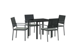 Maison Exclusive - Conjunto De Jantar Para Jardim 5 Pcs Preto E Cinza Claro