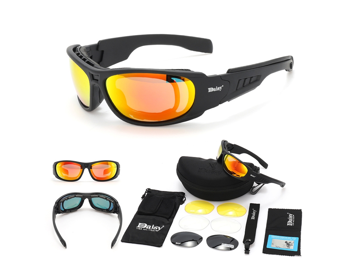 Oculos De Ciclismo Desportivos Yuysan C6 Com 4 Lentes, Polarizados, Táticos De Proteção Cs Para Motociclo