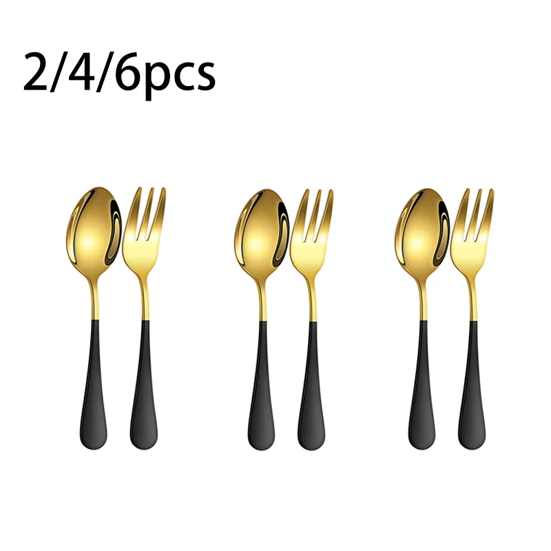 Conjunto De 6 Peças De Colher E Garfo De Sobremesa Em Aço Inoxidável, Talheres Simples E Elegantes Para Café, Sobremesas E Frutas.