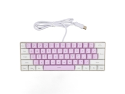 Aetheria teclado Gamer Usb 61 Teclas Rgb Atril Ergonômico Layout Compacto com Fio Branco Roxo