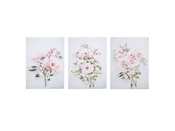 Conjunto De Quadros De Parede Pintados À Mão Rosa Laxiscreed 30x40cm - 3 Peças