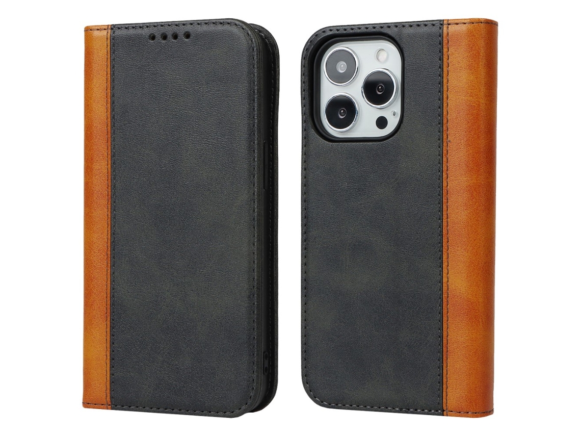 Capa Quedas Amarelo Para Iphone 15 Pro Max Pele Sintética Preto