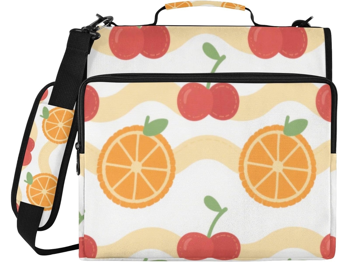 Massa Chery 3-Argolas, Resistente, Com Tiras Impermeáveis De Laranja E Alça, Ideal Escola E Escritório