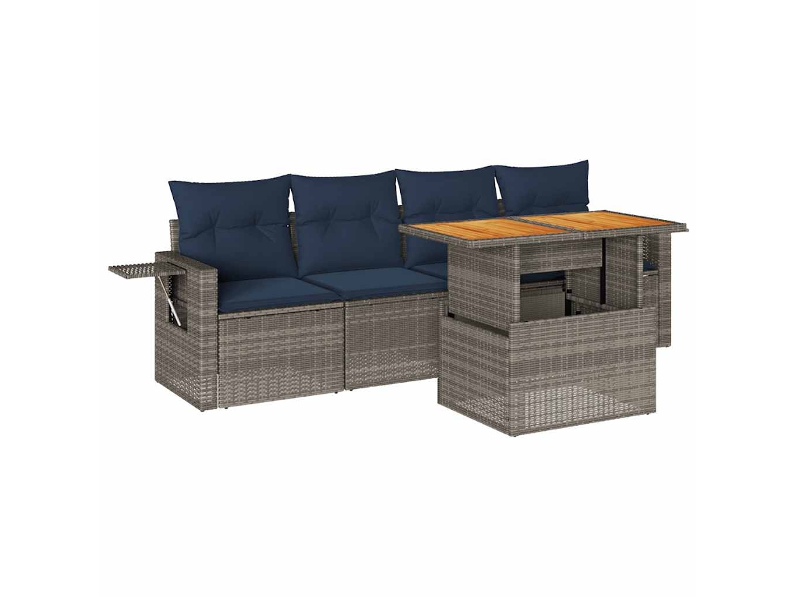 Conjunto 1 Conjunto De Sofás De Jardim Vidaxl Cinzeto Vime Pe