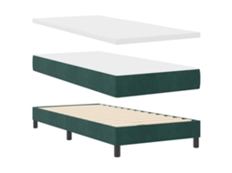 Cama Box Com Colchão  Verde Escuro Vidaxl De Veludo (90x190 Cm)