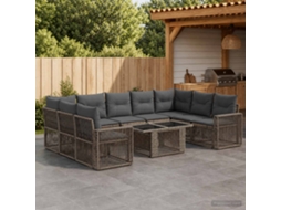 Vidaxl Conjunto De Sofá De Jardim 10 Unid. Cinza E Cinza Escuro