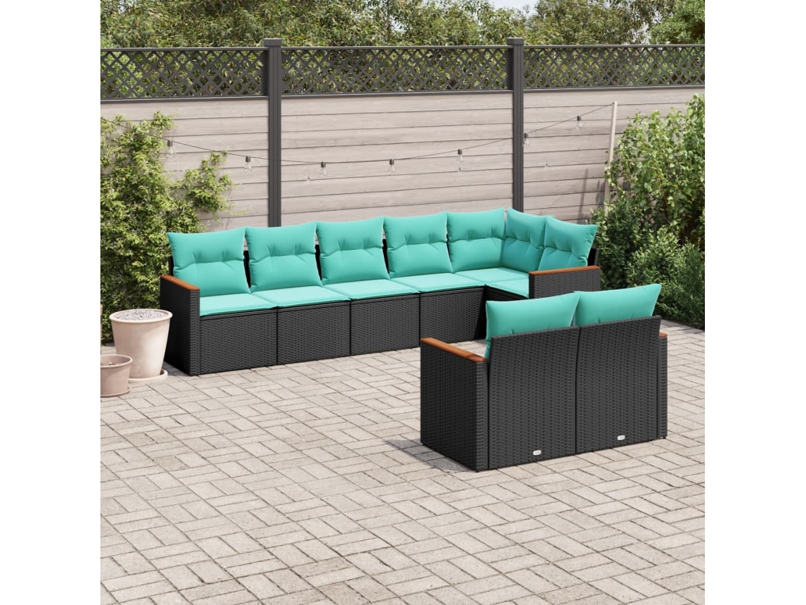 Conjunto de Sofá de Jardim, 9 Peças, Almofadas, Rattan Marrom MAISON EXCLUSIVE