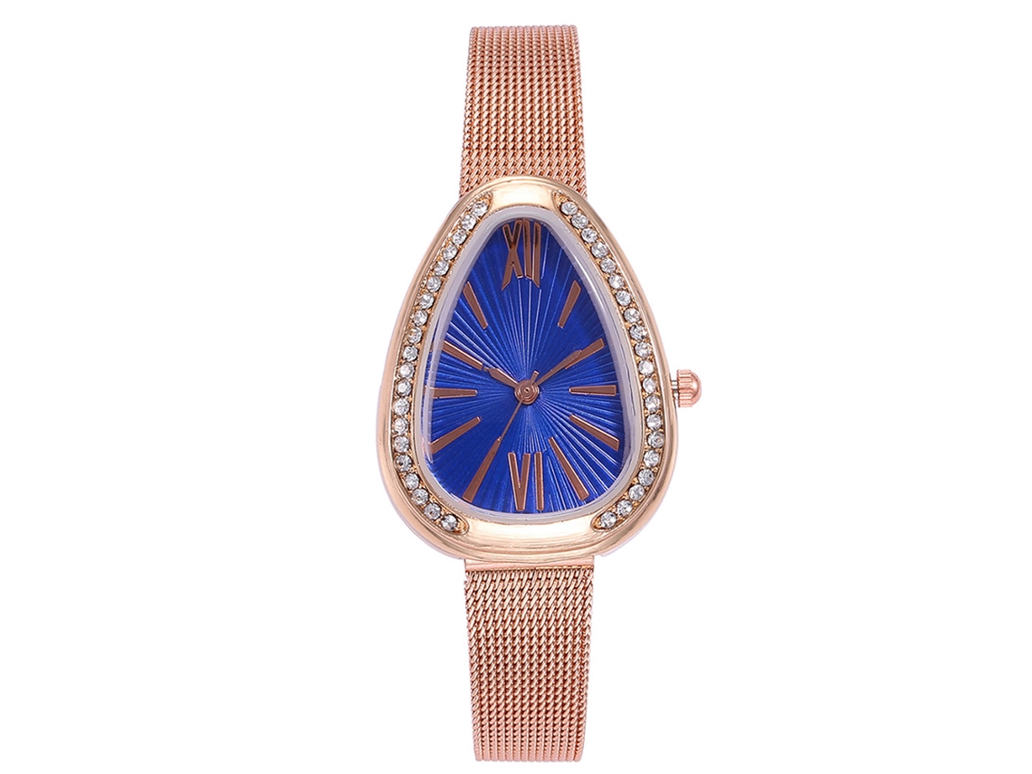 Relógio Feminino de Quartzo com Pulseira de Couro Pu Fashion Strass Vansvar Azul