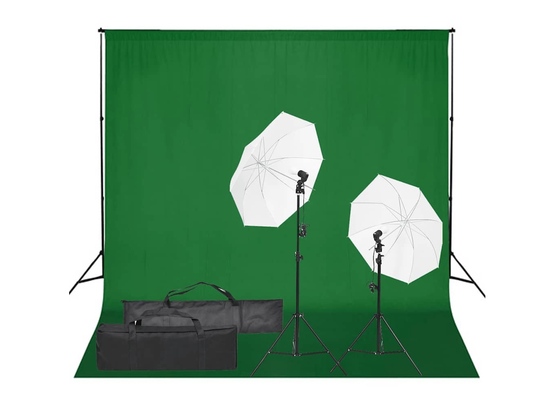 Vidaxl Kit De Estúdio Fotográfico Com Conjunto De Iluminação E Fundo